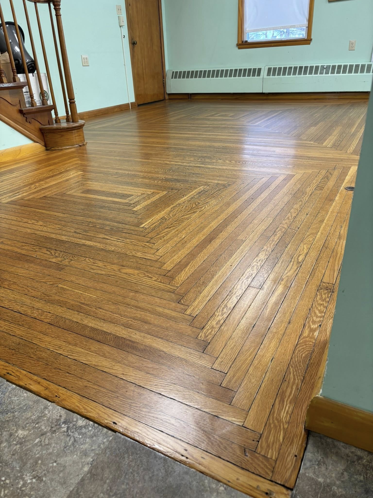 Refinished hardwood floors in an Orwigsburg colonial